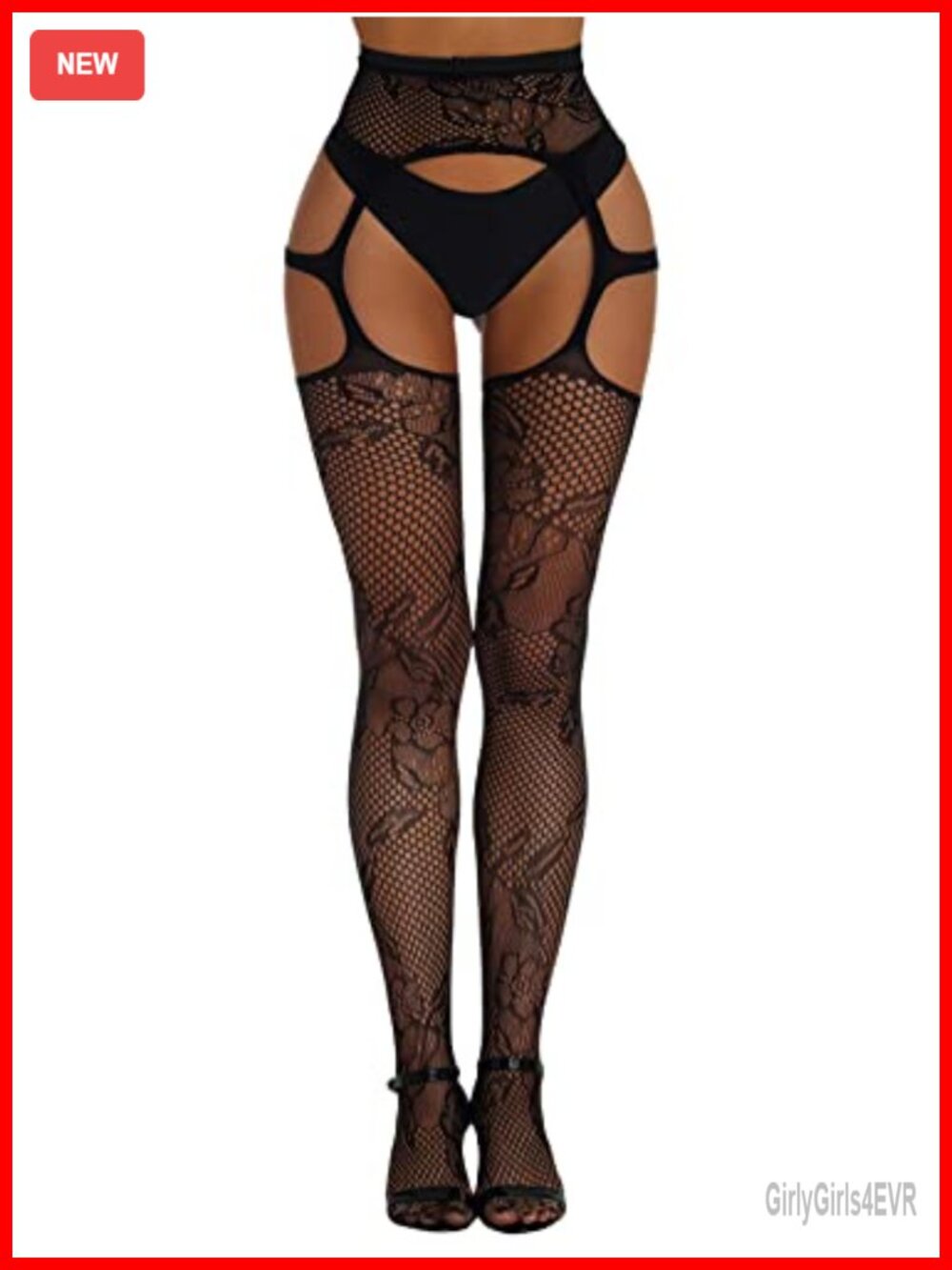 Fishnet Stockings High Waist Cut Out Lace Suspender Pantyhose